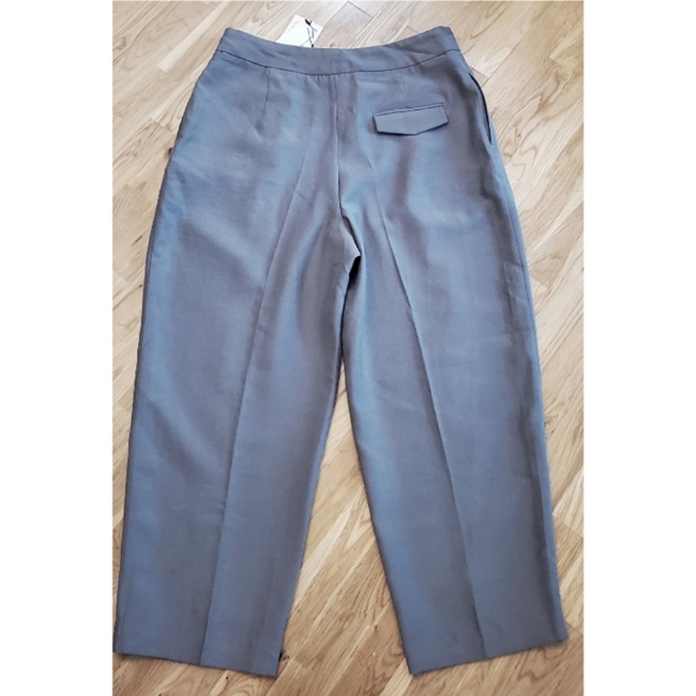 ZARA Balloon High Waist Crop Pant Cadet Blue/Gray Size Large - Picture 7 of 12